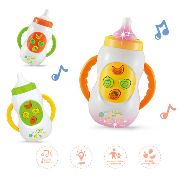 Early education baby parent-child interactive fun multi-functional educational sound and light music bottle toy