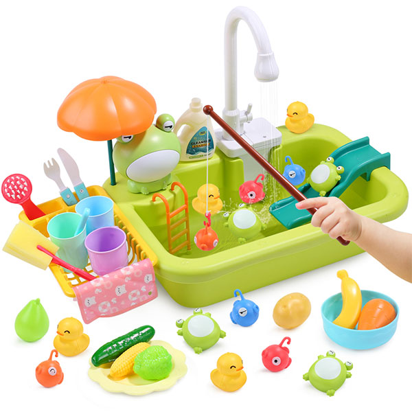 Frog dishwasher pretend play toys