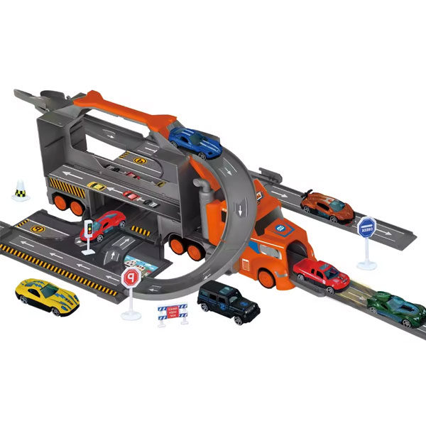 Super parking lot toys car model vehicles container truck toy deformation container truck with diecast cars