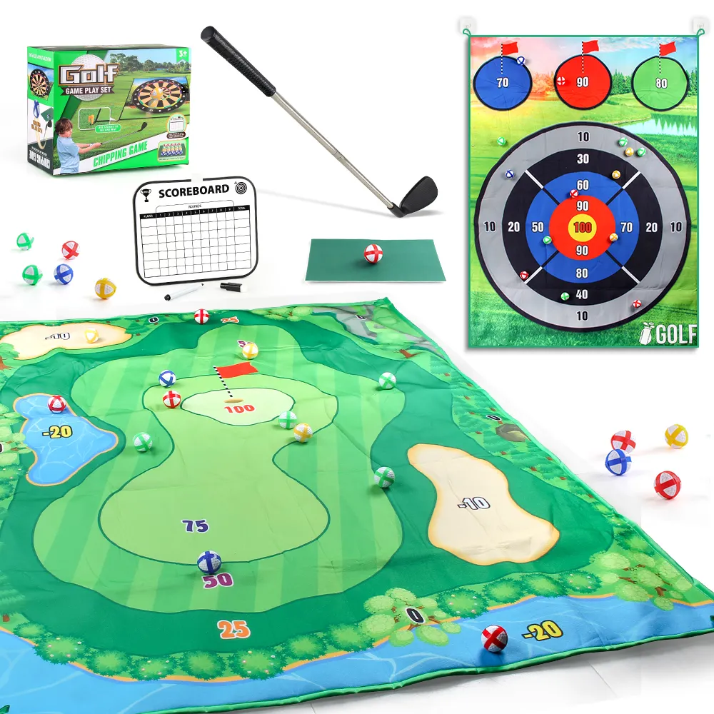 Double Side Play Mat Golf Toy for Kids Toy Golfs Indoor Play Set Sport Toy for Kids
